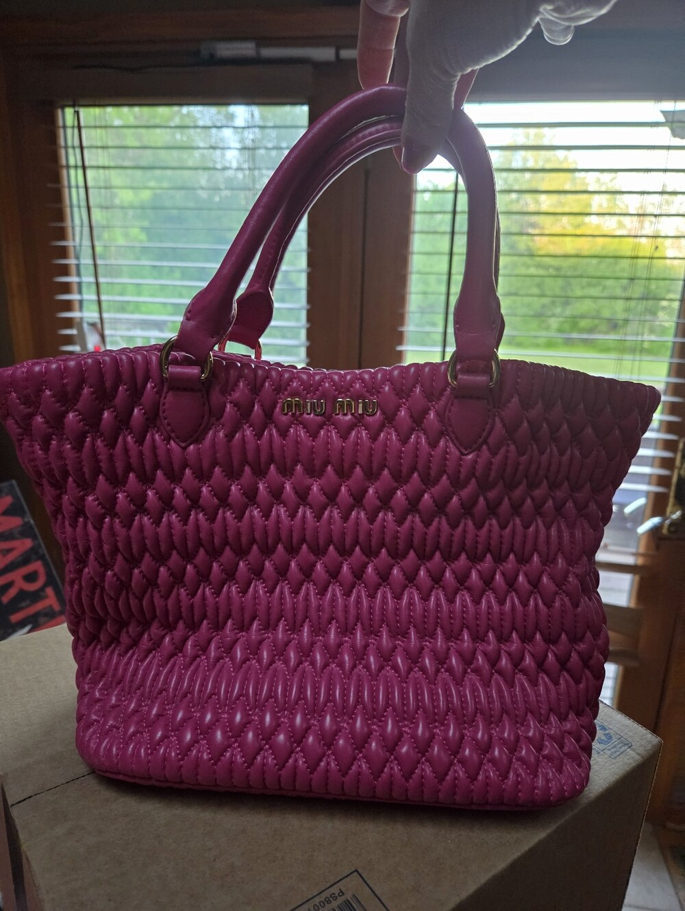 Authentic Vintage Miu Miu Pink Nappa Matelasse Leather Top-Handle Bag